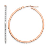 14K Rose Gold Diamond Fascination Diamond Dust Accent 2x 40mm Round Hoop Earrings view 1
