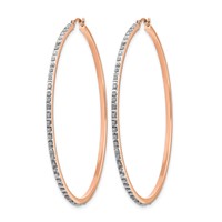 14K Rose Gold Diamond Fascination Diamond Dust Accent 2x 52mm Round Hoop Earrings view 2