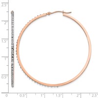 14K Rose Gold Diamond Fascination Diamond Dust Accent 2x 52mm Round Hoop Earrings view 4