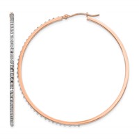 14K Rose Gold Diamond Fascination Diamond Dust Accent 2x 52mm Round Hoop Earrings view 1