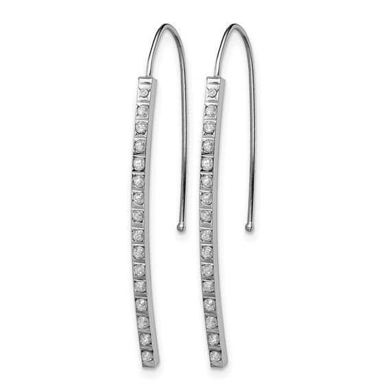 14k White Gold Diamond Fascination Diamond Dust/Accent Curved Bar French Wire Earrings