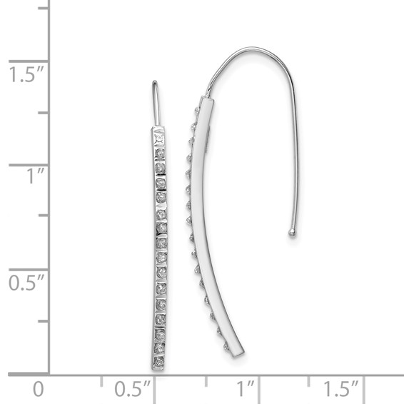 14k White Gold Diamond Fascination Diamond Dust/Accent Curved Bar French Wire Earrings