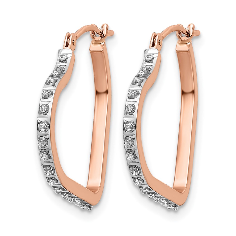 14k Rose Gold Diamond Fascination Heart Hoop Earrings (DF339)