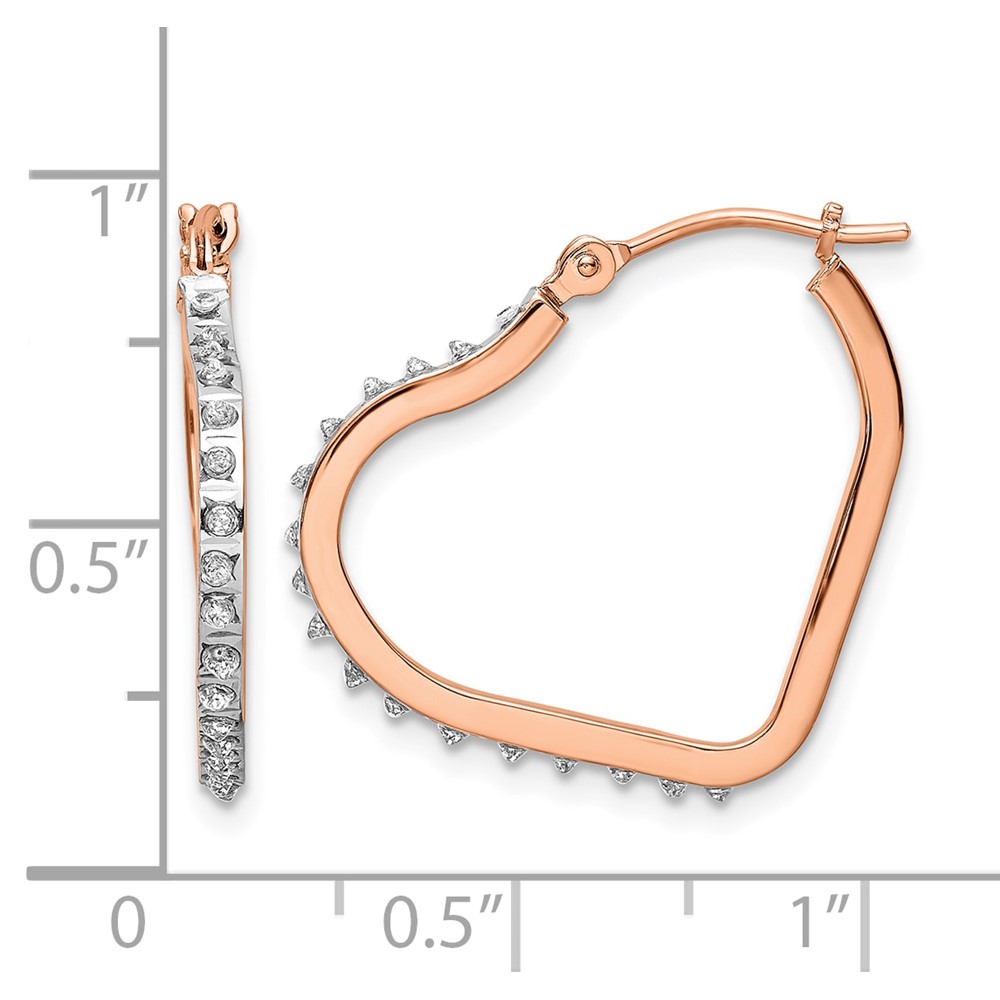14k Rose Gold Diamond Fascination Heart Hoop Earrings (DF339)
