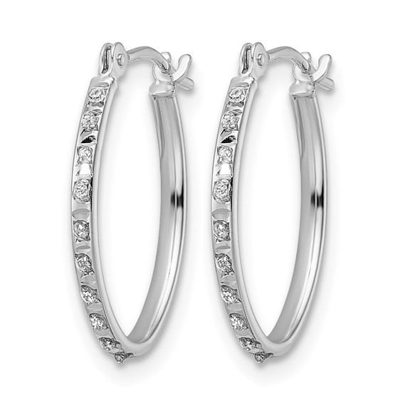 14k White Gold Diamond Fascination Diamond Dust/Accent 1.5x18mm Oval Hoop Earrings