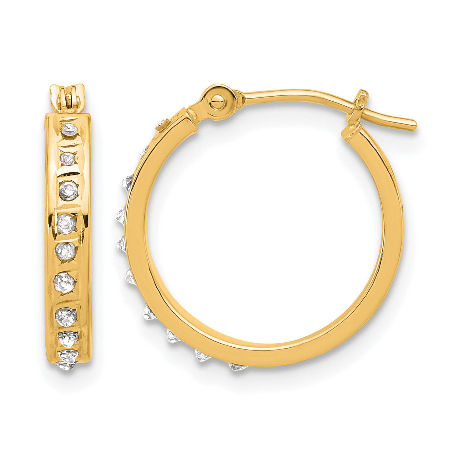 14K Diamond Fascination Polished Hoop Earrings (DF345)