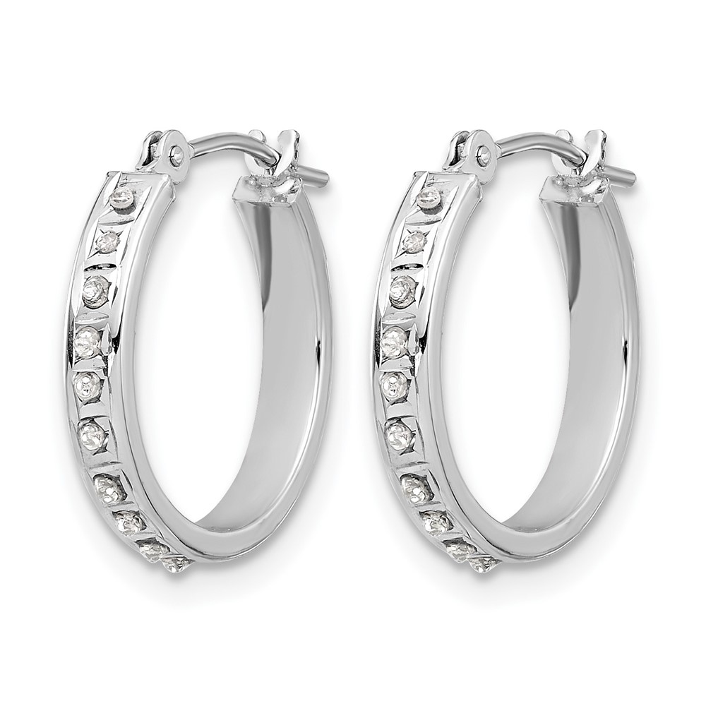 14K White Gold Diamond Fascination Polished Hoop Earrings (DF346)