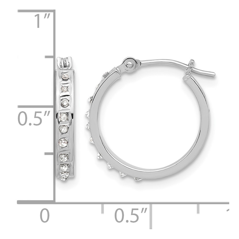14K White Gold Diamond Fascination Polished Hoop Earrings (DF346)