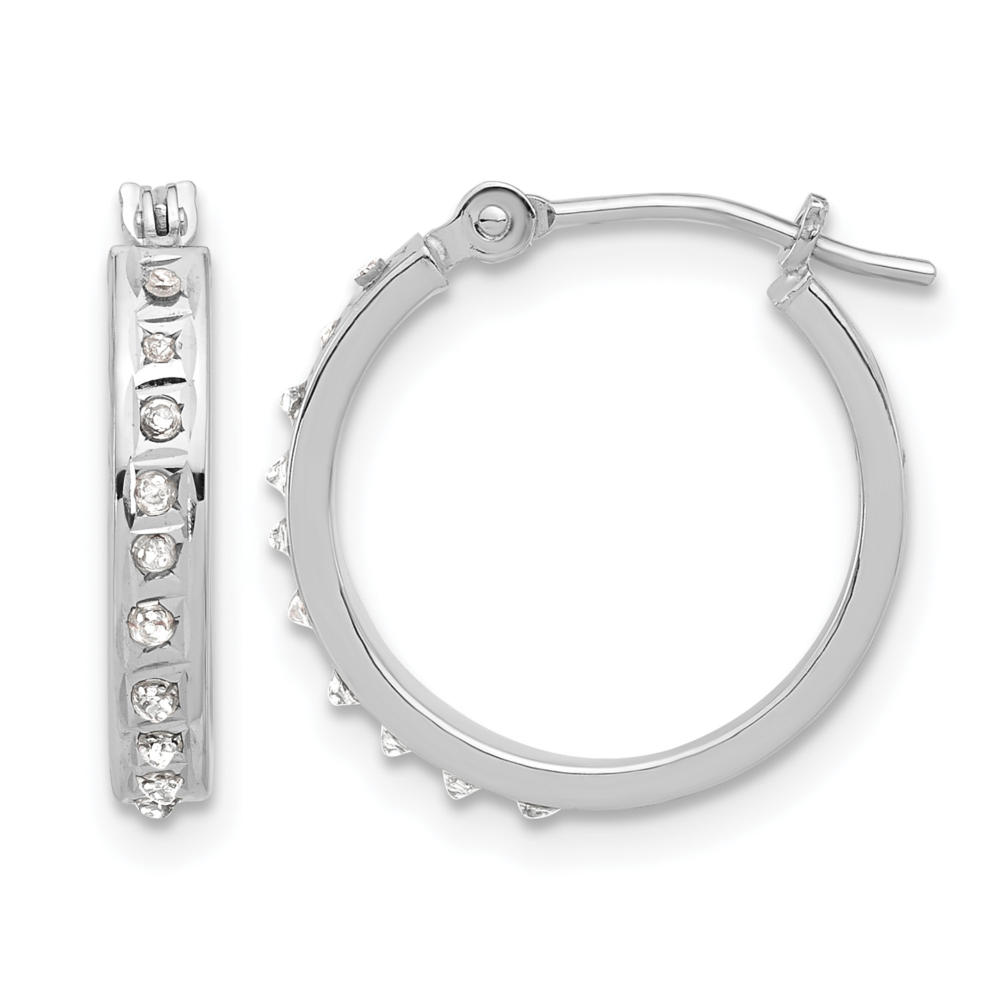 14K White Gold Diamond Fascination Polished Hoop Earrings (DF346)