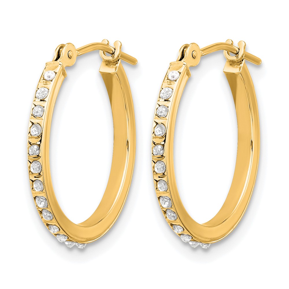 14K Diamond Fascination Polished Hoop Earrings (DF347)