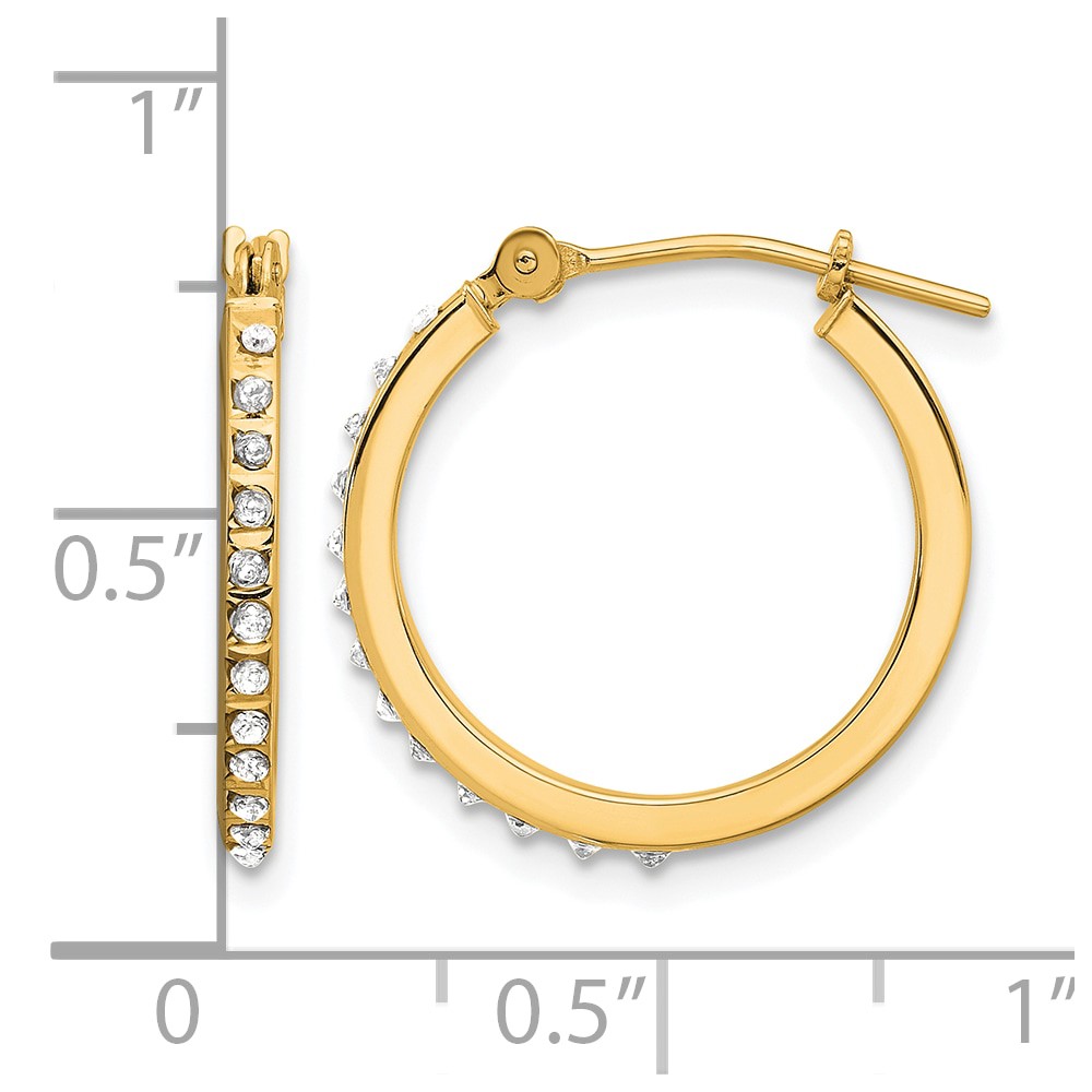 14K Diamond Fascination Polished Hoop Earrings (DF347)