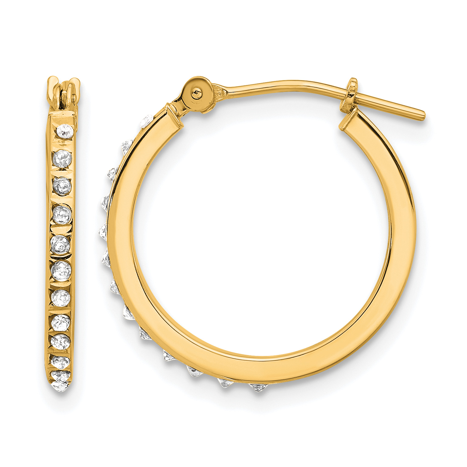14K Diamond Fascination Polished Hoop Earrings (DF347)