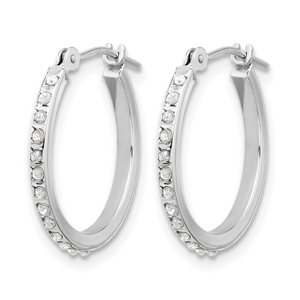 14K White Gold Diamond Fascination Polished Hoop Earrings (DF348)