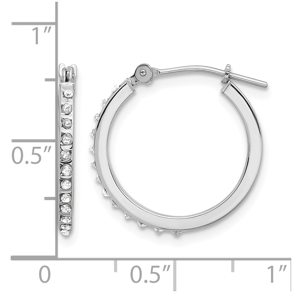 14K White Gold Diamond Fascination Polished Hoop Earrings (DF348)