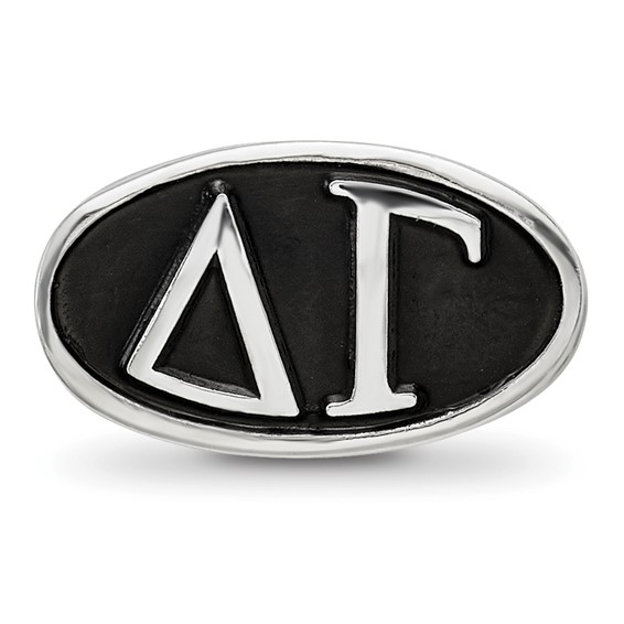 Sterling Silver LogoArt Delta Gama Sorority Greek Letters Enameled Oval Bead