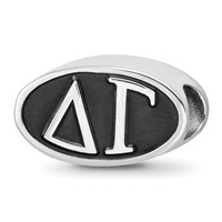 Sterling Silver LogoArt Delta Gama Sorority Greek Letters Enameled Oval Bead view 1