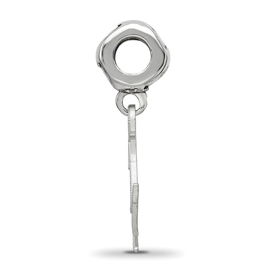 Sterling Silver Rhodium-plated LogoArt Delta Gamma Anchor on Heart Bead