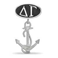 Sterling Silver LogoArt Delta Gamma Sorority Greek Letters Enameled Oval with Anchor Dangle Bead view 3
