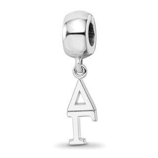 Sterling Silver Rhodium-plated LogoArt Delta Gamma Vertical Letters on Bead