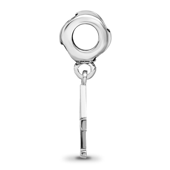 Sterling Silver Rhodium-plated LogoArt Delta Gamma Vertical Letter on Heart