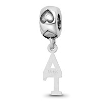 Sterling Silver Rhodium-plated LogoArt Delta Gamma Vertical Letter on Heart view 4