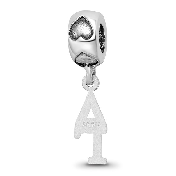 Sterling Silver Rhodium-plated LogoArt Delta Gamma Vertical Letter on Heart