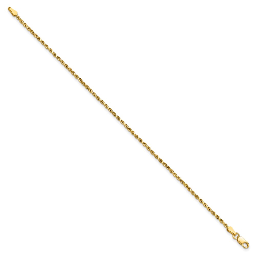 14K 7 inch 2mm Semi Solid Diamond-cut Rope with Lobster Clasp Chain (DH014-7)