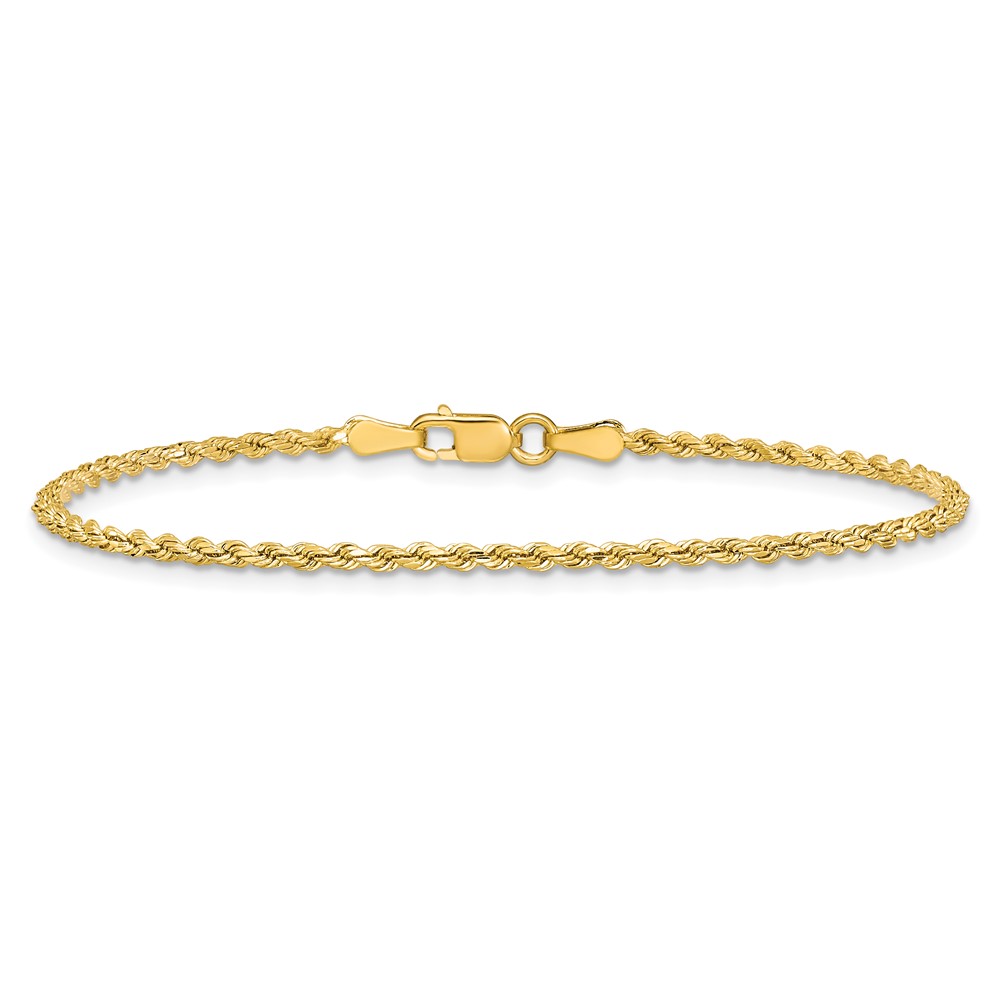 14K 7 inch 2mm Semi Solid Diamond-cut Rope with Lobster Clasp Chain (DH014-7)