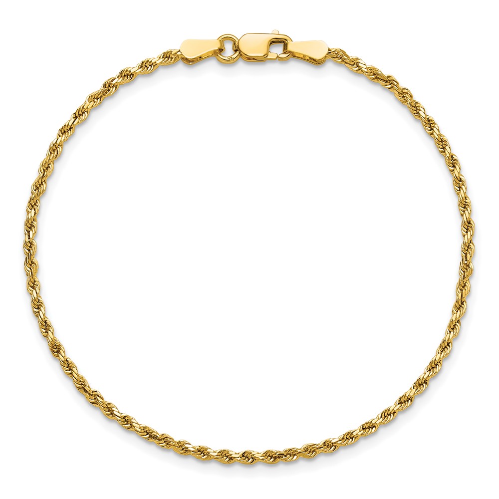 14K 7 inch 2mm Semi Solid Diamond-cut Rope with Lobster Clasp Chain (DH014-7)