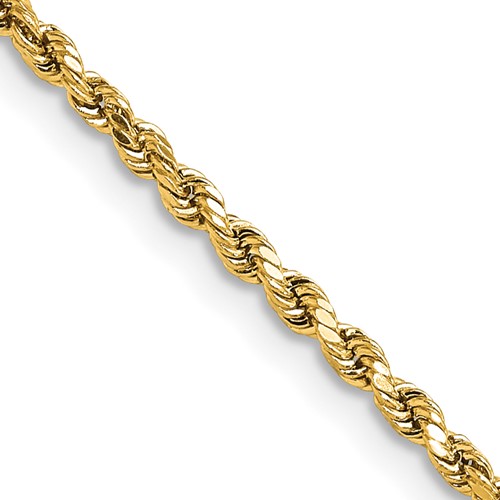 14K 22 inch 2.25mm Semi Solid Diamond-cut Rope with Lobster Clasp Chain
