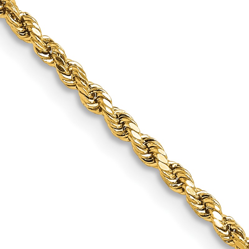 14K 20 inch 2.25mm Semi Solid Diamond-cut Rope with Lobster Clasp Chain