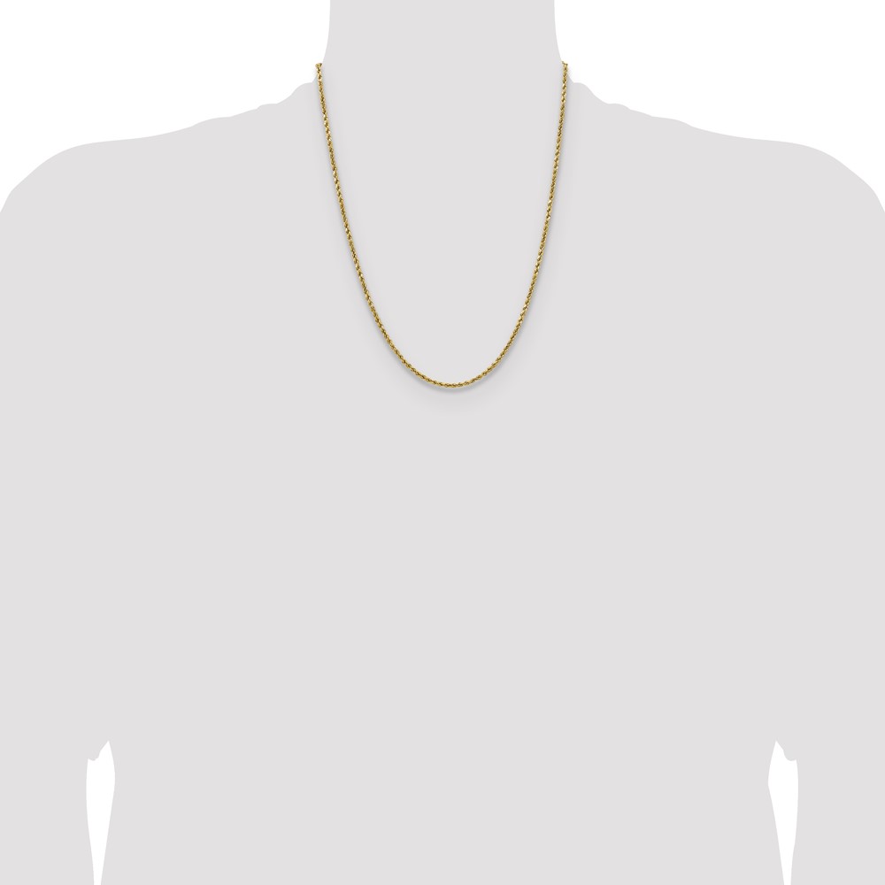 14K 22 inch 2.5mm Semi Solid Diamond-cut Rope with Lobster Clasp Chain (DH018-22)