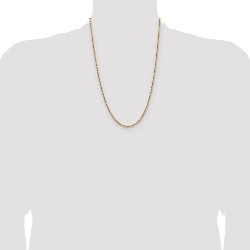 14K 24 inch 2.5mm Semi Solid Diamond-cut Rope with Lobster Clasp Chain (DH018-24)