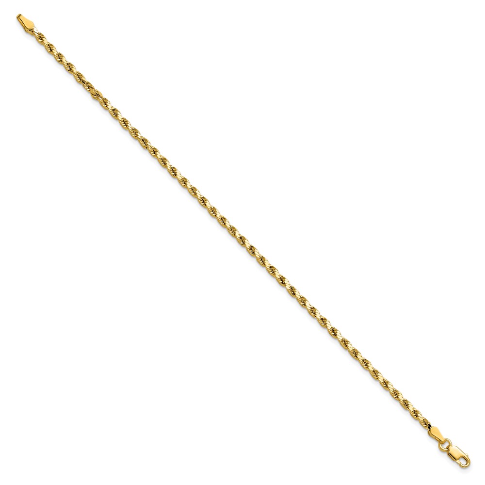 14K 7 inch 2.5mm Semi Solid Diamond-cut Rope with Lobster Clasp Chain (DH018-7)