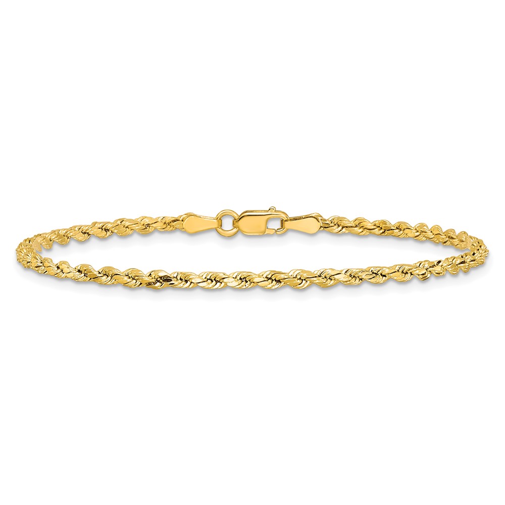 14K 7 inch 2.5mm Semi Solid Diamond-cut Rope with Lobster Clasp Chain (DH018-7)