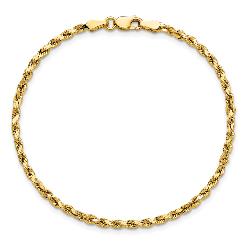 14K 7 inch 2.5mm Semi Solid Diamond-cut Rope with Lobster Clasp Chain (DH018-7)
