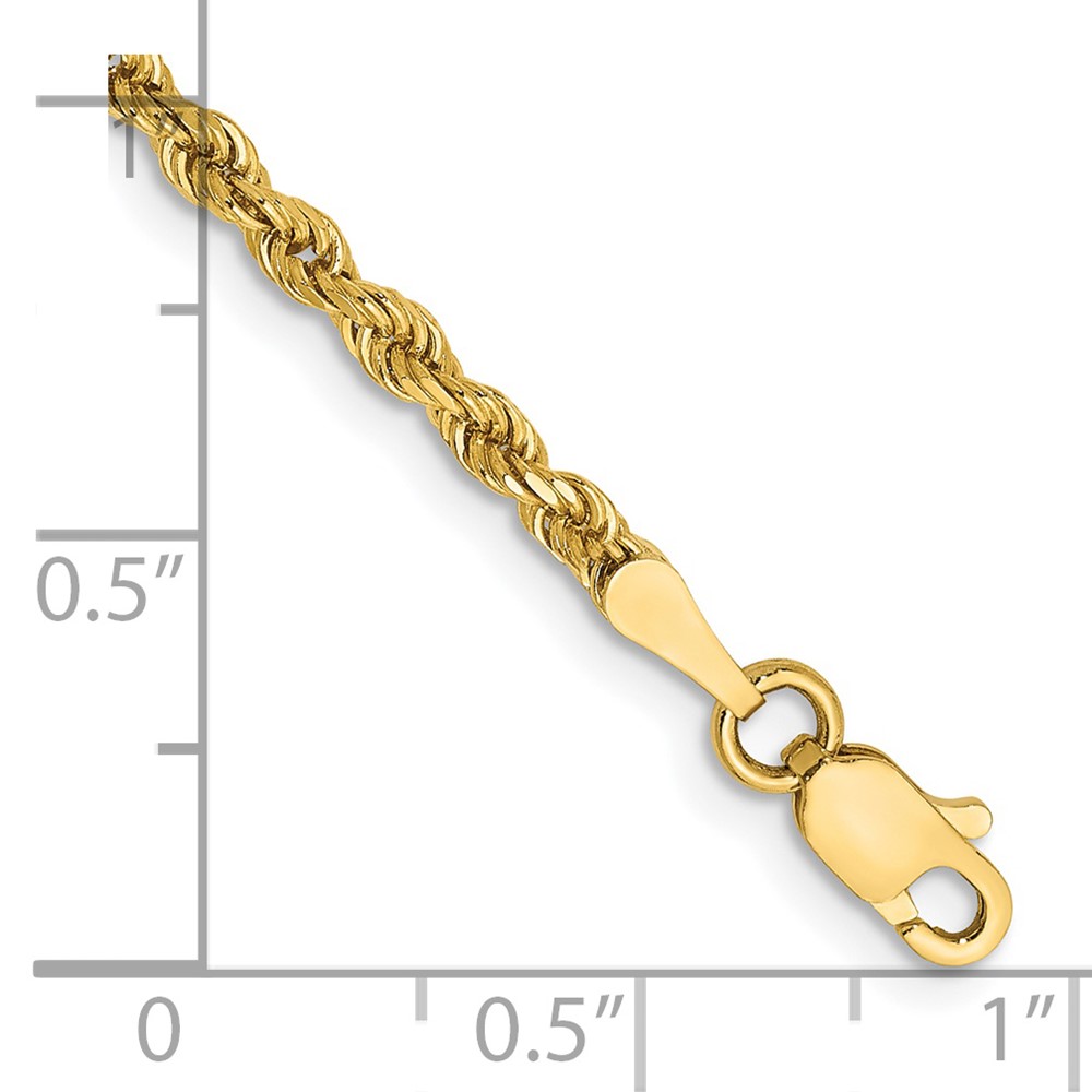 14K 7 inch 2.5mm Semi Solid Diamond-cut Rope with Lobster Clasp Chain (DH018-7)
