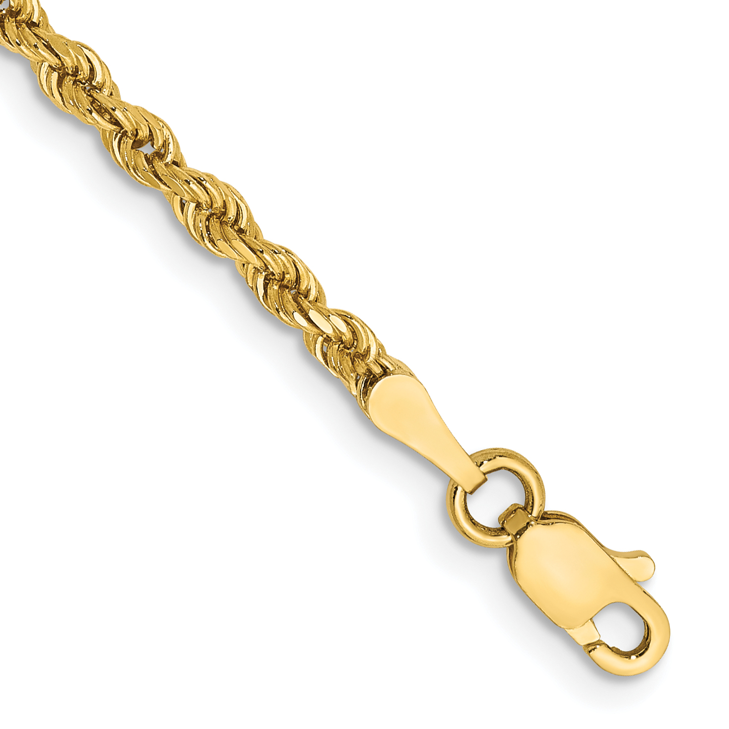 14K 7 inch 2.5mm Semi Solid Diamond-cut Rope with Lobster Clasp Chain (DH018-7)