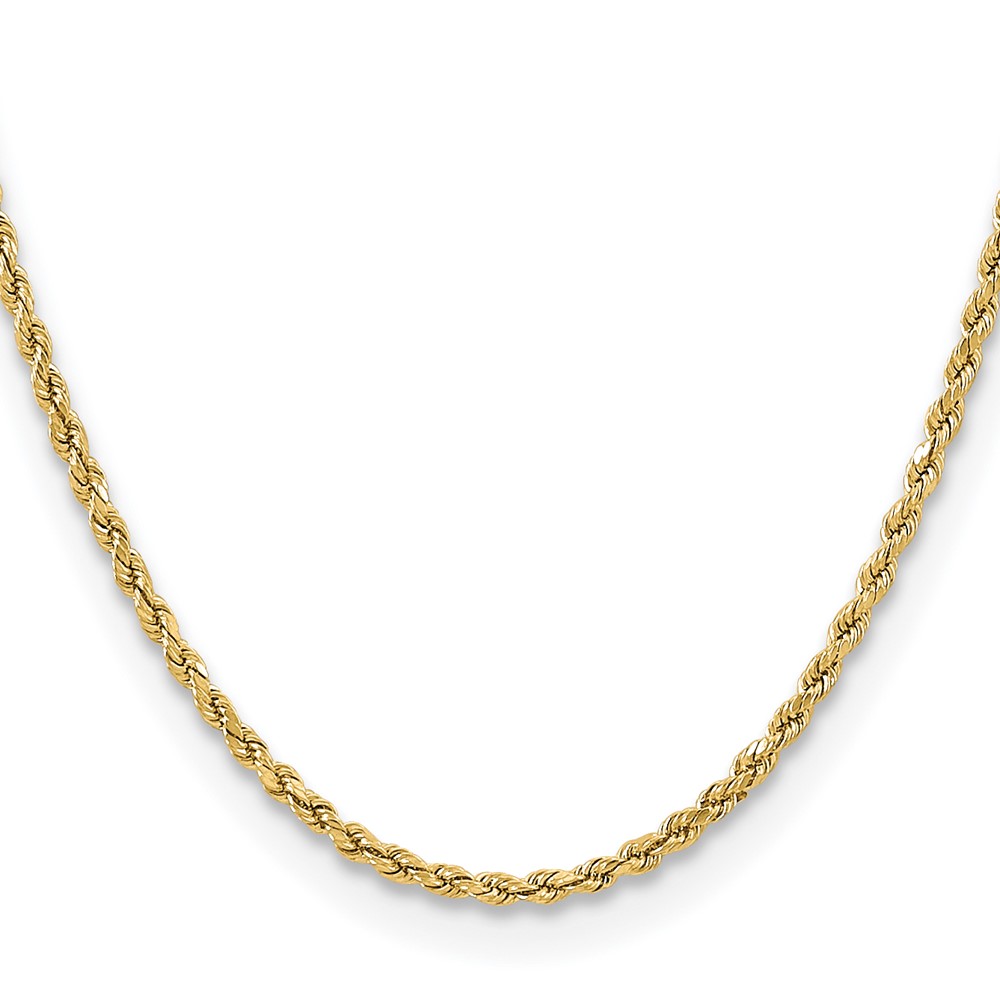 14K 16 inch 3mm Semi Solid Diamond-cut Rope with Lobster Clasp Chain (DH021-16)
