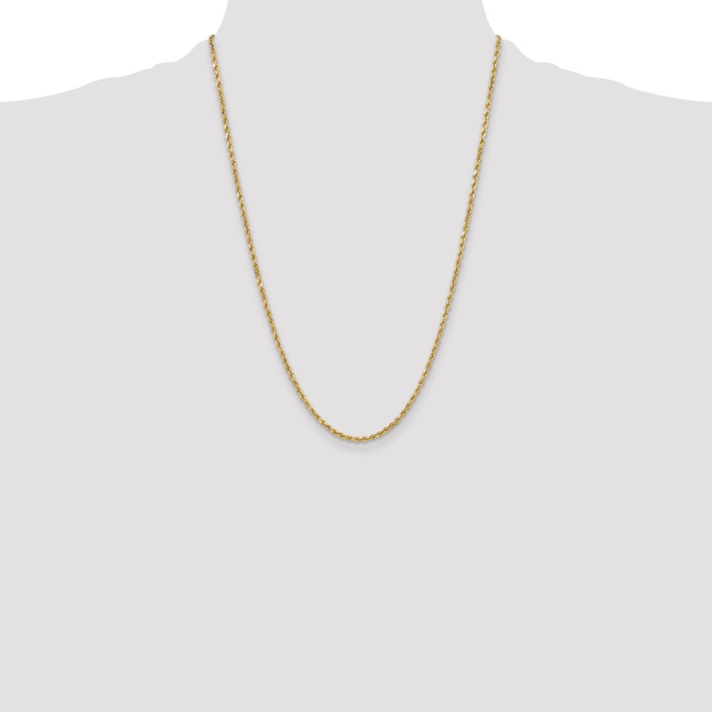 14K 24 inch 3mm Semi Solid Diamond-cut Rope with Lobster Clasp Chain (DH021-24)