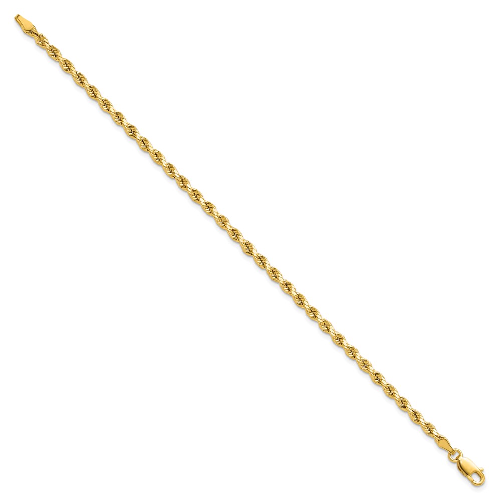 14K 7 inch 3mm Semi Solid Diamond-cut Rope with Lobster Clasp Chain (DH021-7)