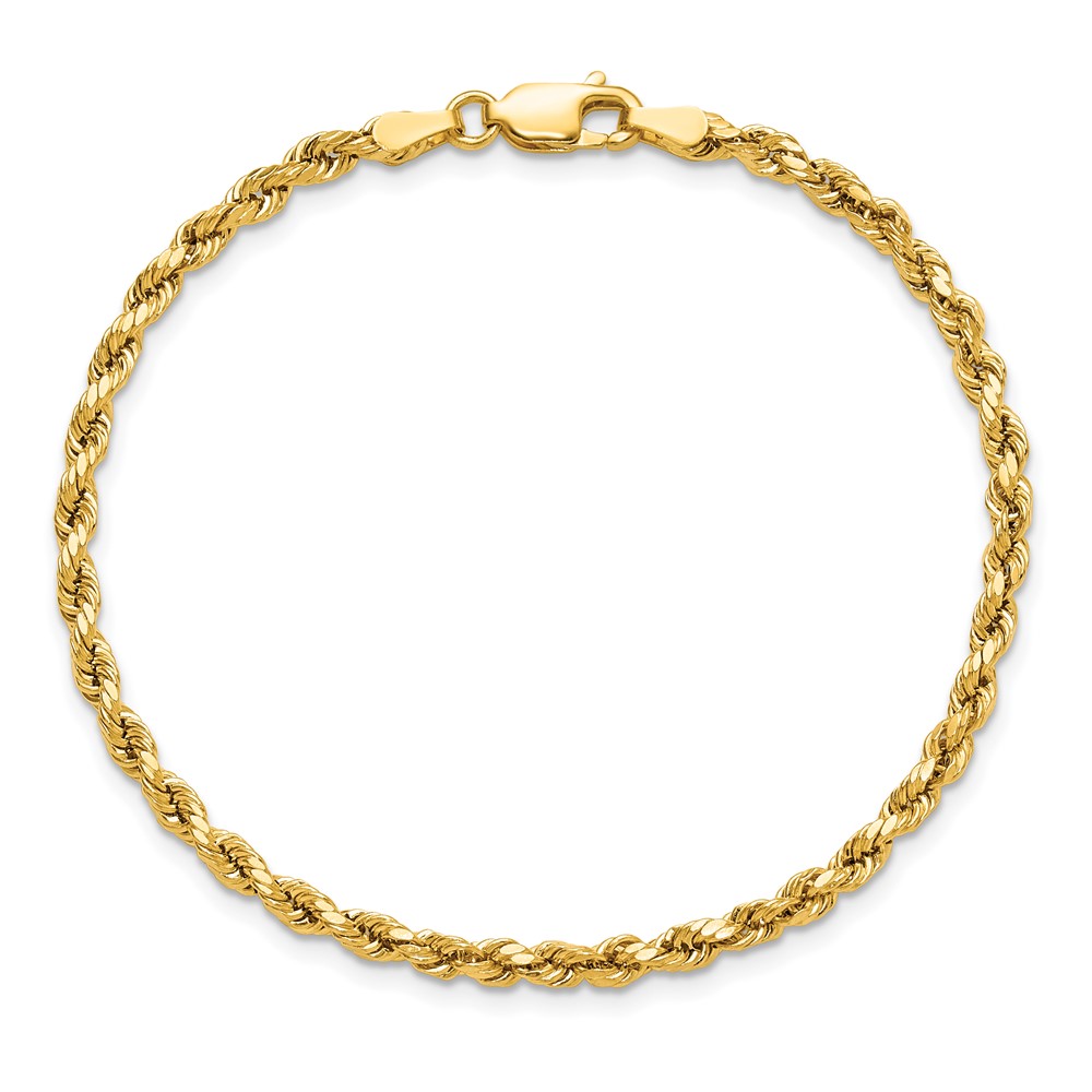 14K 7 inch 3mm Semi Solid Diamond-cut Rope with Lobster Clasp Chain (DH021-7)