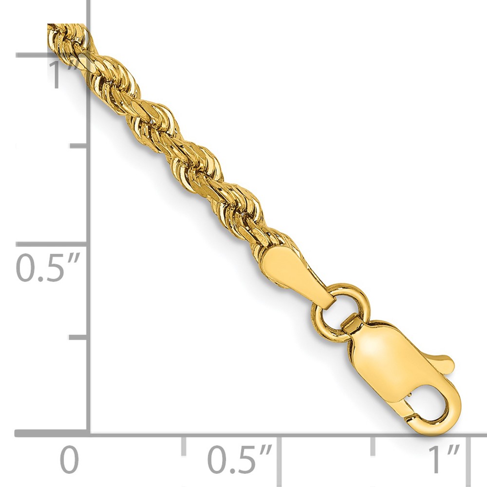 14K 7 inch 3mm Semi Solid Diamond-cut Rope with Lobster Clasp Chain (DH021-7)
