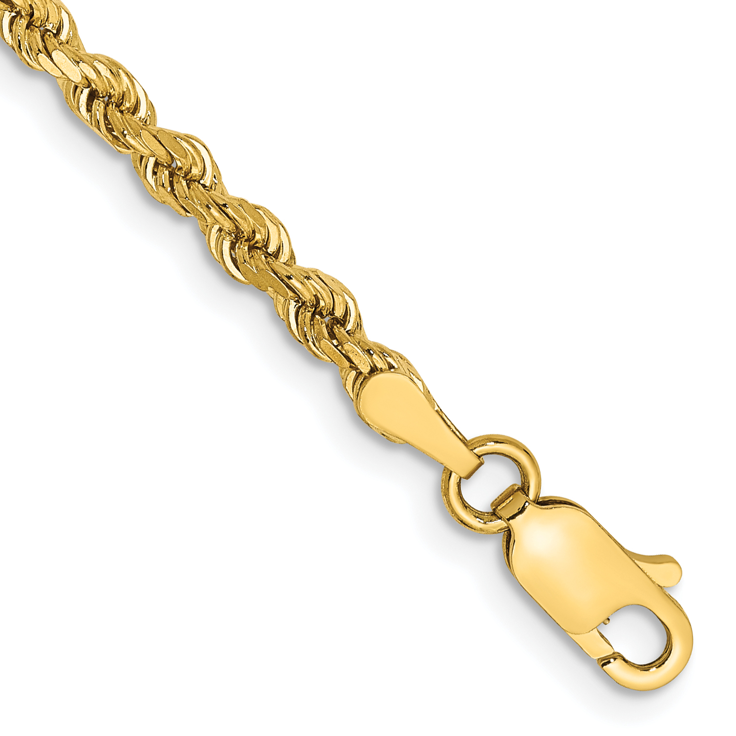 14K 7 inch 3mm Semi Solid Diamond-cut Rope with Lobster Clasp Chain (DH021-7)