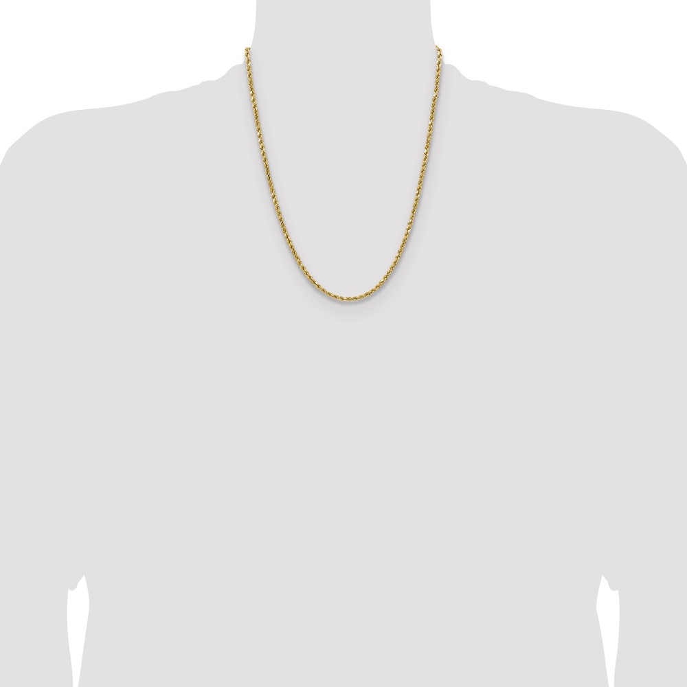14K 22 inch 3.5mm Semi Solid Diamond-cut Rope with Lobster Clasp Chain (DH025-22)
