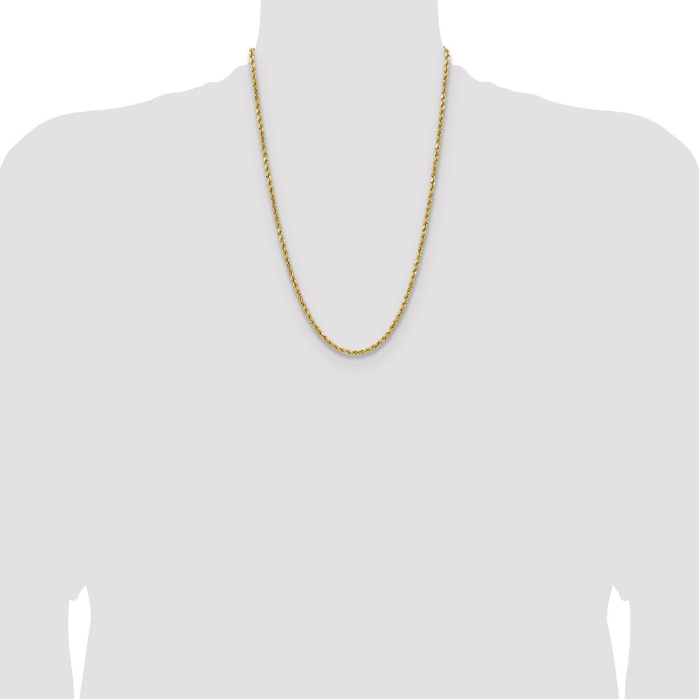 14K 24 inch 3.5mm Semi Solid Diamond-cut Rope with Lobster Clasp Chain (DH025-24)
