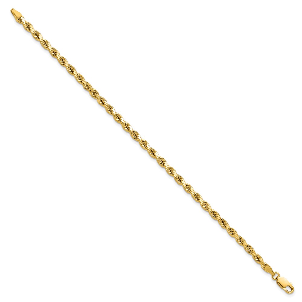 14K 7 inch 3.5mm Semi Solid Diamond-cut Rope with Lobster Clasp Chain (DH025-7)
