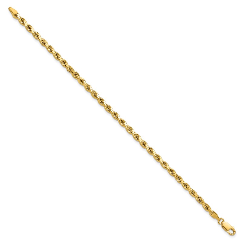 14K 8 inch 3.5mm Semi Solid Diamond-cut Rope with Lobster Clasp Chain