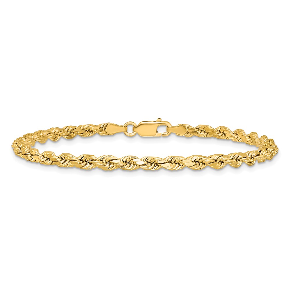 14K 7 inch 3.5mm Semi Solid Diamond-cut Rope with Lobster Clasp Chain (DH025-7)