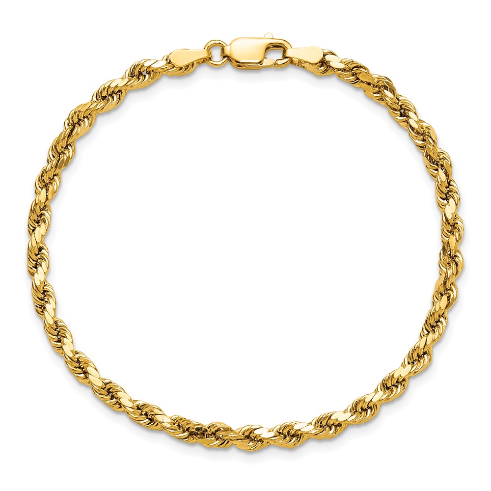 14K 7 inch 3.5mm Semi Solid Diamond-cut Rope with Lobster Clasp Chain (DH025-7)